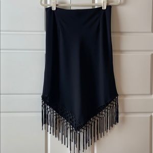 Fringe black midi / pencil skirt